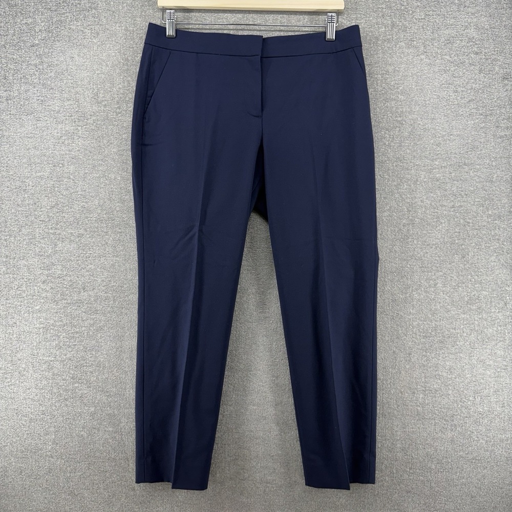 J Crew BI Stretch Wool Dress Pants Women Size 8P Blue Straight Leg